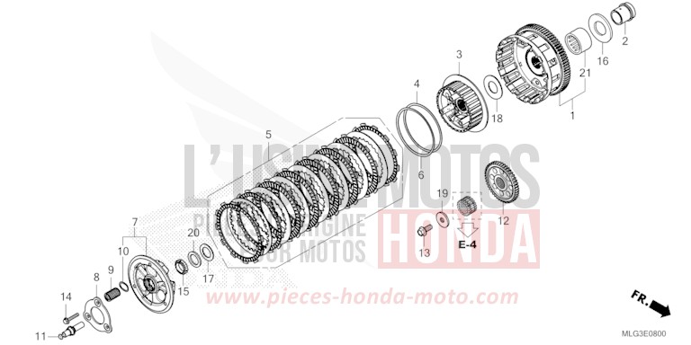 EMBRAYAGE (CRF1100A/A2/A4/AL/AL2/AL4) de Africa Twin Méca PEARL GLARE WHITE (NHB53H) de 2022